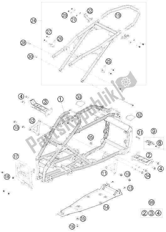 Toutes les pièces pour le Cadre du KTM 450 XC ATV Europe 2008