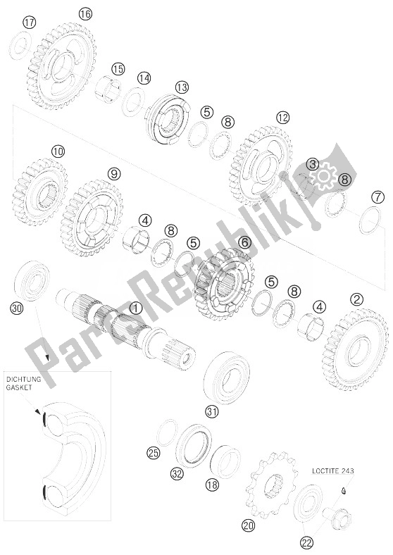 All parts for the Transmission Ii - Countershaft of the KTM 525 KTM Sportquad USA 2007