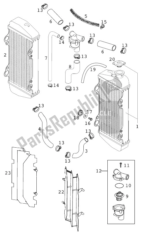 All parts for the Radiator - Radiator Hose 400/520 Racing 2000 of the KTM 400 EXC E Racing Europe 1999