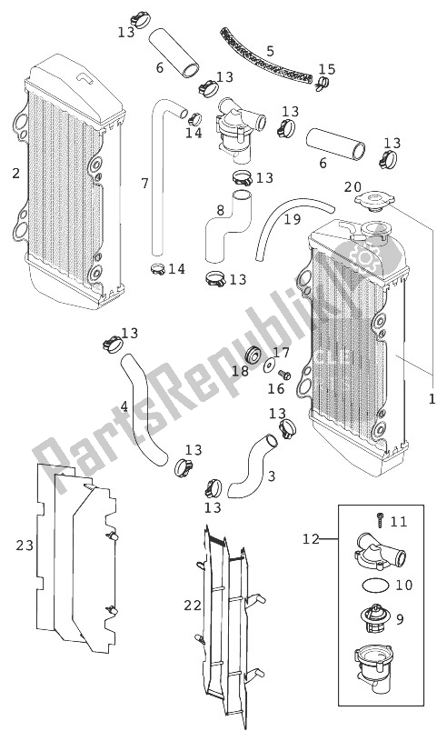 All parts for the Radiator - Radiator Hose 400/520 Racing 2000 of the KTM 520 EXC E Europe 1999