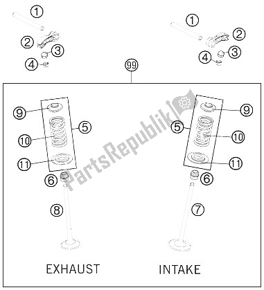 All parts for the Valve Drive of the KTM 250 SX F Europe 2011