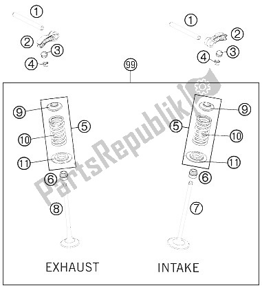 All parts for the Valve Drive of the KTM 250 SX F Roczen Replica 12 Europe 2012