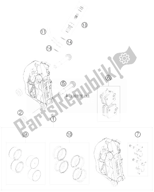 Toutes les pièces pour le étrier De Frein Avant du KTM 690 SMC R Australia 2013
