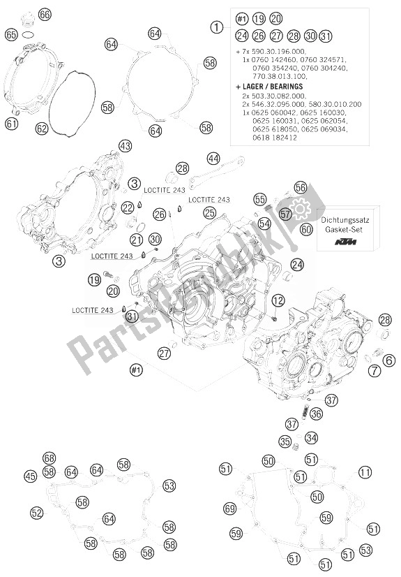 Toutes les pièces pour le Carter Moteur du KTM 250 EXC F Australia 2010