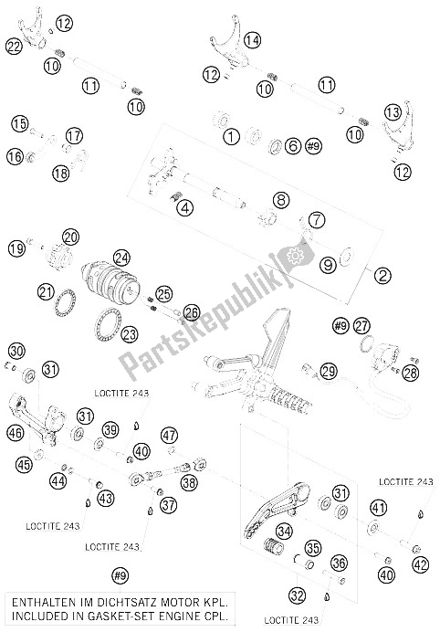 Toutes les pièces pour le Mécanisme De Changement du KTM 1190 RC 8 White Europe 2008