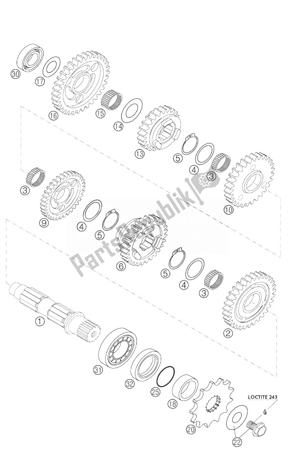 Toutes les pièces pour le Transmission Ii 250 Exc Racing du KTM 250 EXC Racing Europe 2003