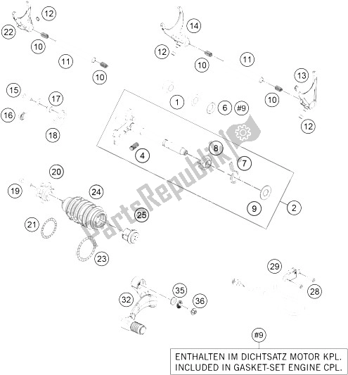 All parts for the Shifting Mechanism of the KTM 1290 Super Adventure WH ABS 16 France 2016