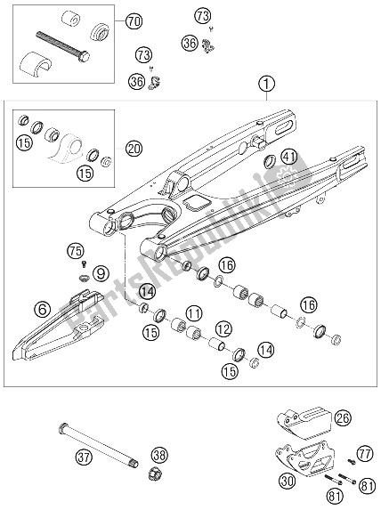 Alle onderdelen voor de Achterbrug van de KTM 450 SXS Europe 2006