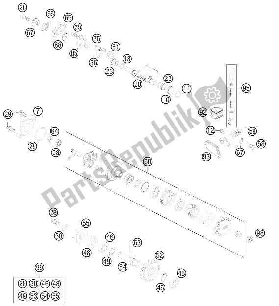 All parts for the Exhaust Control of the KTM 85 SX 17 14 Europe 2015