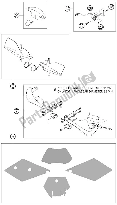 All parts for the Accessories of the KTM 125 EXC Europe 2005