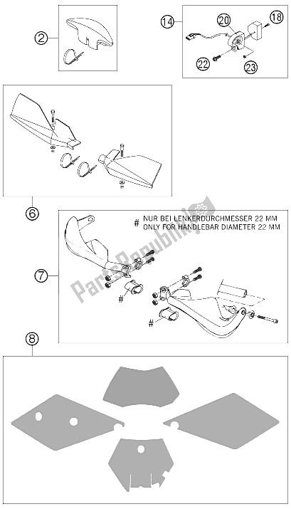 All parts for the Accessories of the KTM 250 EXC SIX Days Europe 2005