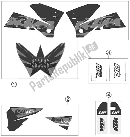 Todas las partes para Etiqueta de KTM 540 SXS Europe 2006