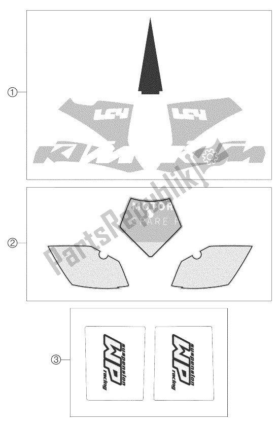 All parts for the Decal 660 Sms of the KTM 660 Supermoto Factory Repl 03 Europe 2003
