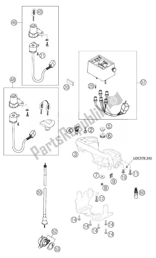 All parts for the Speedometer, Ignition Lock of the KTM 400 LS E MIL Europe 9390D4 2004