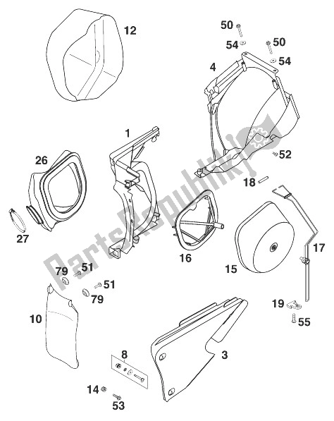 Todas las partes para Caja De Filtro De Aire 125-380 '99 de KTM 125 EGS 6 KW Europe 1999