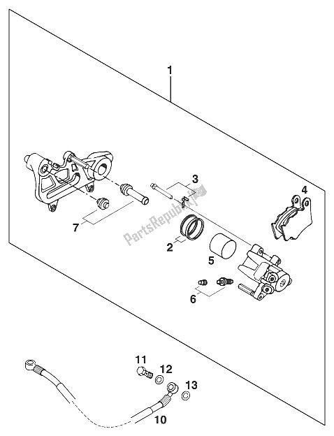 All parts for the Brake Caliper Rear Duke Ii '9 of the KTM 640 Duke II Europe 2000