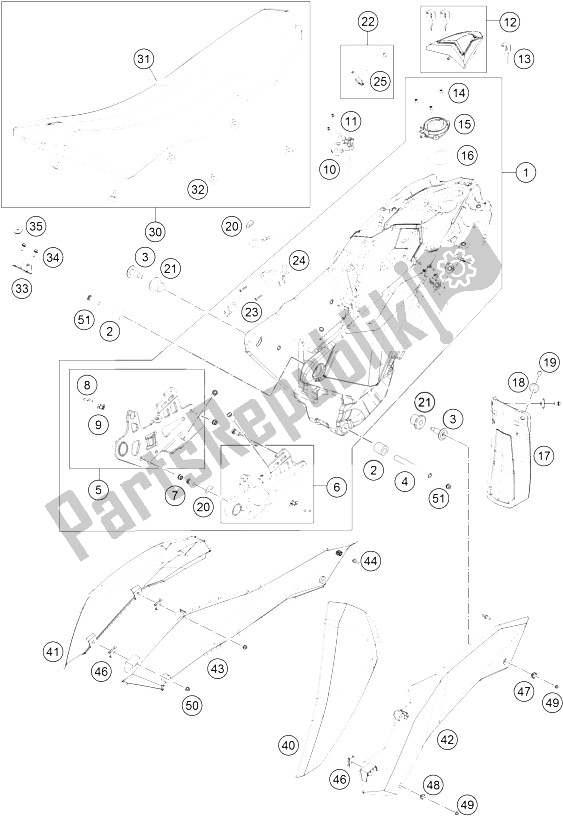 Toutes les pièces pour le Réservoir, Siège, Couverture du KTM 690 Enduro R Europe 2011