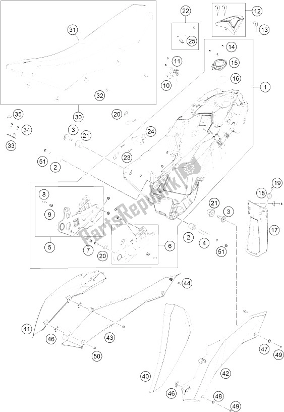 All parts for the Tank, Seat, Cover of the KTM 690 SMC Europe 2011