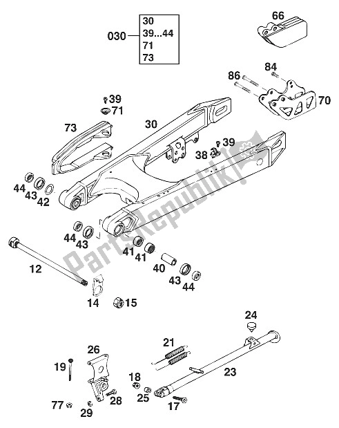 Tutte le parti per il Schwingarm 440/500/550 '95 del KTM 550 MXC M ö USA 1996