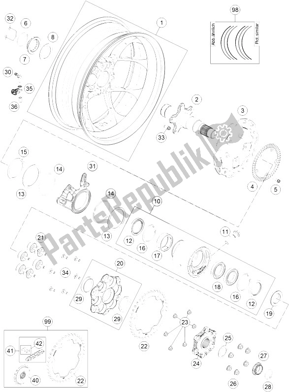 All parts for the Rear Wheel of the KTM 1290 Super Duke GT OR ABS 16 Australia 2016