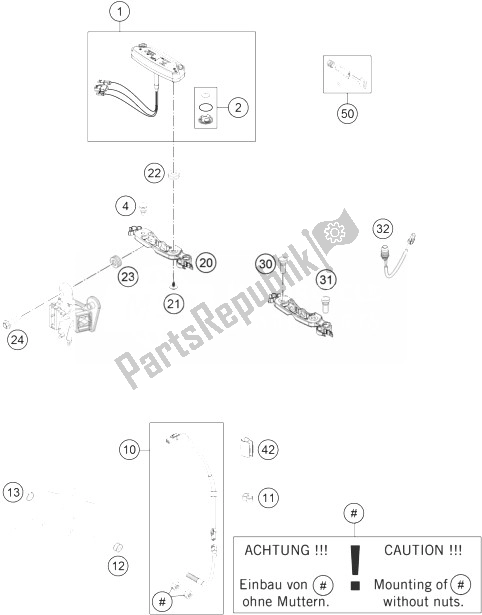 Wszystkie części do Instrumenty, System Zamków KTM 250 EXC SIX Days Europe 2014