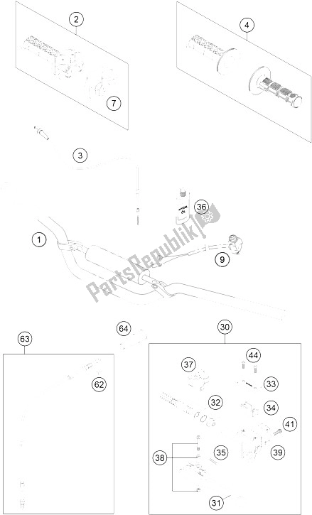 All parts for the Handlebar, Controls of the KTM 65 SX Europe 2012