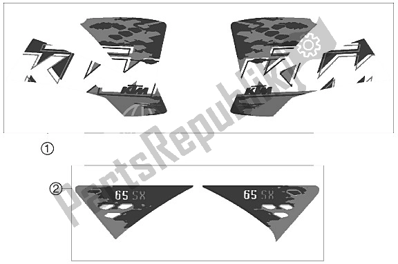 All parts for the Decal of the KTM 65 SX Europe 6001H6 2008