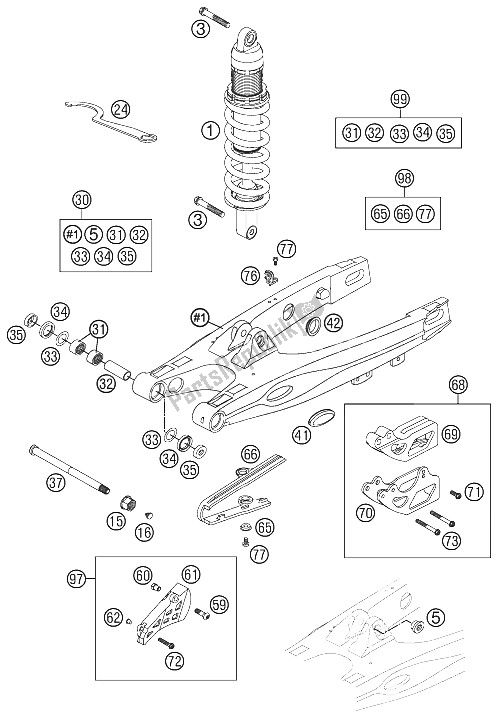 Todas as partes de Braço Oscilante do KTM 85 SX 17 14 Europe 2012