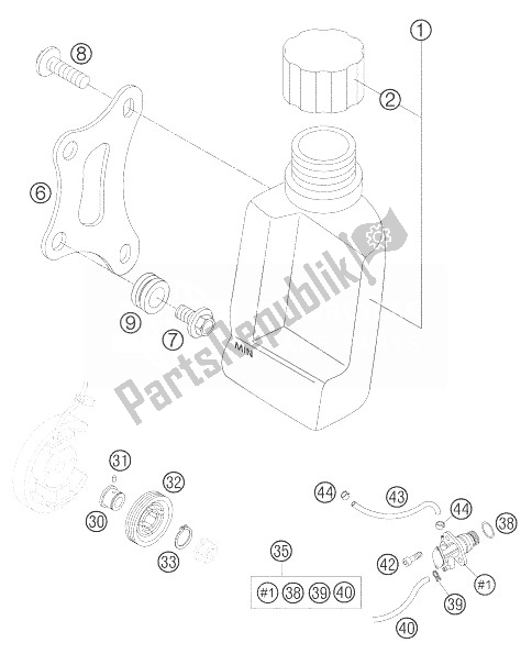 All parts for the Fresh Oil Lubrication of the KTM 50 Mini Adventure Europe 2007