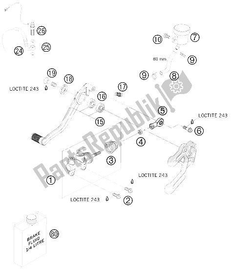 All parts for the Rear Brake Control of the KTM 990 Super Duke R France 2009