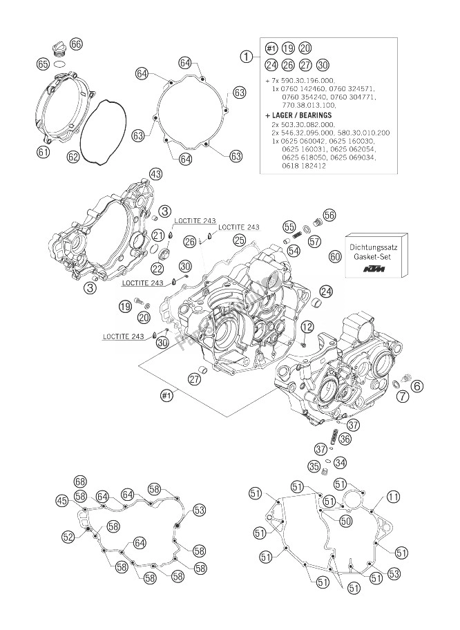 Todas las partes para Caja Del Motor de KTM 250 SX F Europe 2007