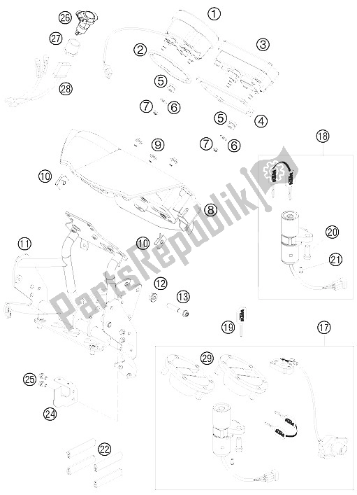 Tutte le parti per il Strumenti / Sistema Di Blocco del KTM 990 Adventure Black ABS USA 2008