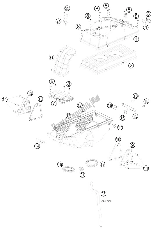 Todas las partes para Caja De Filtro De Aire de KTM 990 Supermoto Black Australia United Kingdom 2008