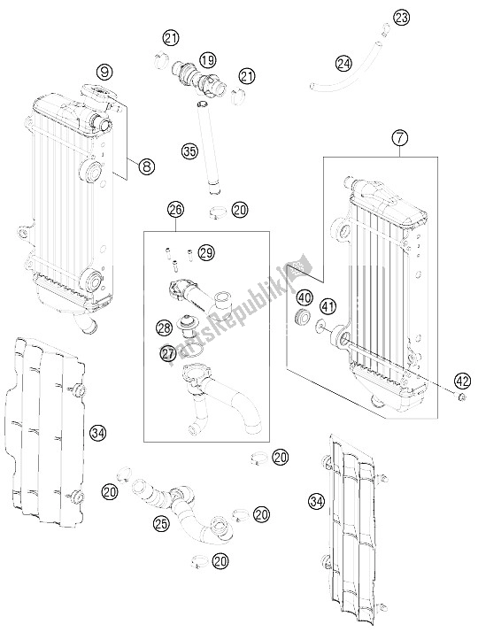 Todas las partes para Sistema De Refrigeración de KTM 350 EXC F USA 2012