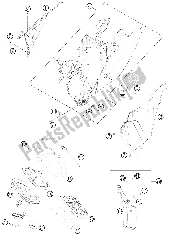 All parts for the Air Filter of the KTM 500 EXC SIX Days Europe 2012