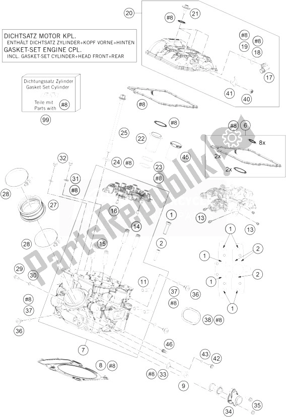 All parts for the Cylinder Head Rear of the KTM 1190 Adventure R ABS China 2014