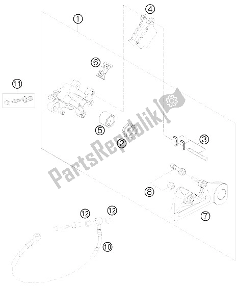 All parts for the Brake Caliper Rear of the KTM 250 EXC Europe 2009