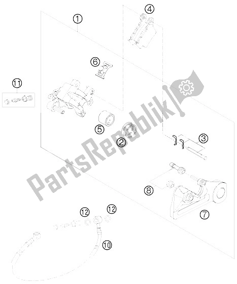 All parts for the Brake Caliper Rear of the KTM 250 SX Europe 2009