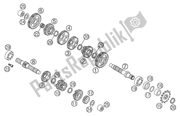 All parts for the Transmission 65 Sx of the KTM 65 SX Europe 2004