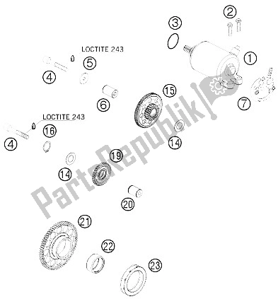 All parts for the Electric Starter of the KTM 450 EXC R Australia United Kingdom 2 2008