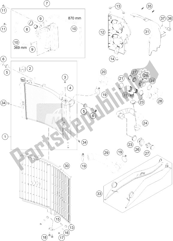 All parts for the Cooling System of the KTM 1190 Adventure R ABS Europe 2016