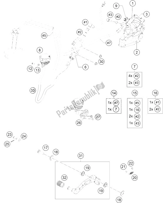 Todas las partes para Pinza De Freno Trasera de KTM RC 250 White ABS B D 16 Europe 2016