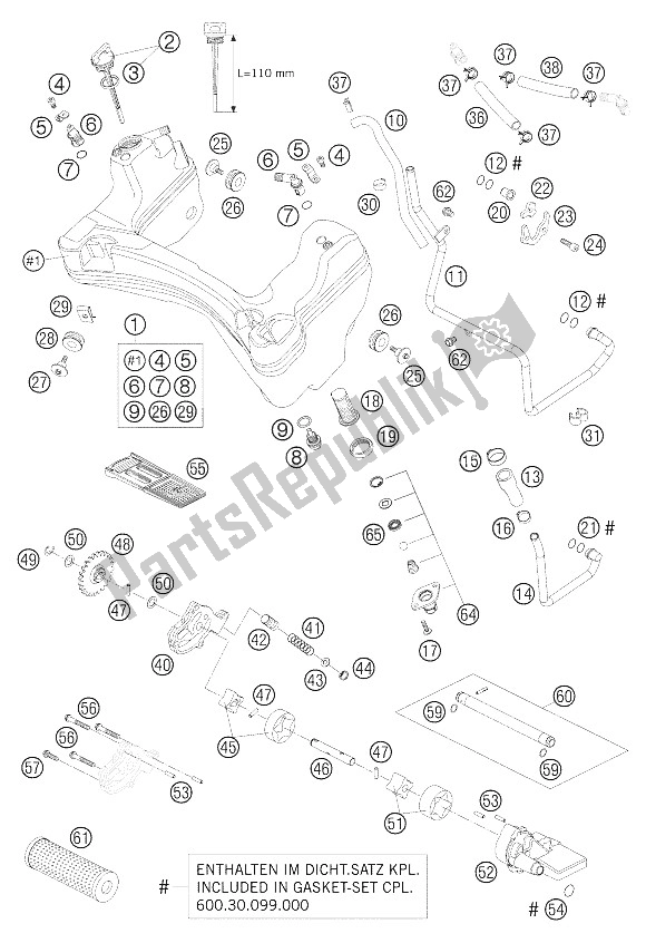 Todas as partes de Sistema De Lubrificação 950 Aventura do KTM 950 Adventure Black Australia United Kingdom 2005