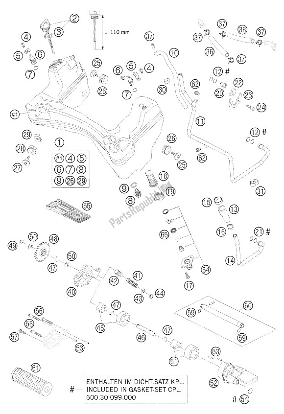 Toutes les pièces pour le Système De Lubrification 950 Aventure du KTM 950 Adventure Black Europe 2005