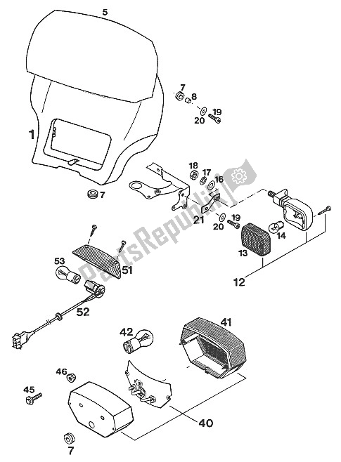 Tutte le parti per il Maschera - Indicatore Di Direzione - Luce Posteriore '94 del KTM 250 E XC Europe 1994