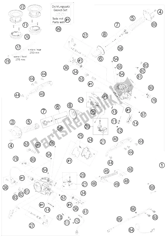 All parts for the Carburetor of the KTM 950 Super Enduro R Europe 2008