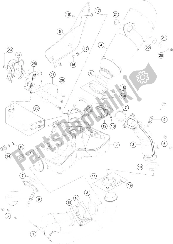 Toutes les pièces pour le Système D'échappement du KTM 1290 Super Duke GT Grey ABS 16 Europe 2016