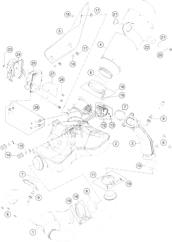 Todas las partes para Sistema De Escape de KTM 1290 Super Duke GT Grey ABS 16 Japan 2016