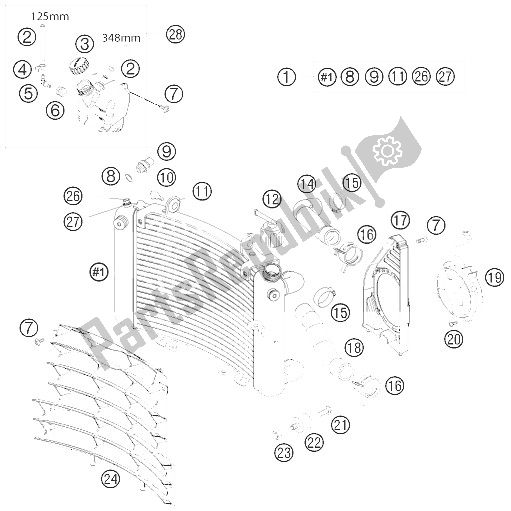 All parts for the Cooling System of the KTM 690 Duke Orange Australia United Kingdom 2008