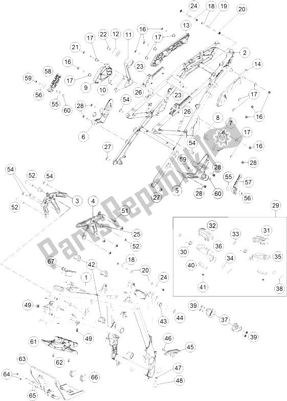 All parts for the Frame of the KTM 1290 Super Adventure WH ABS 15 Australia 2015